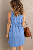 Sleeveless Button Down Mini Dress - Flyclothing LLC