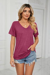 Short Sleeve V-Neck Tee Shirt - Flyclothing LLC