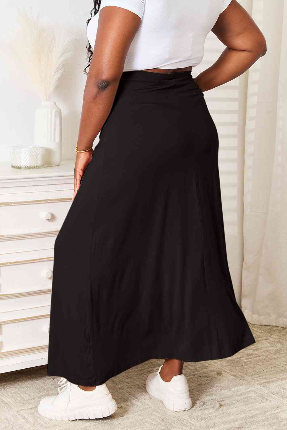 Double Take Full Size Soft Rayon Drawstring Waist Maxi Skirt Rayon - Flyclothing LLC