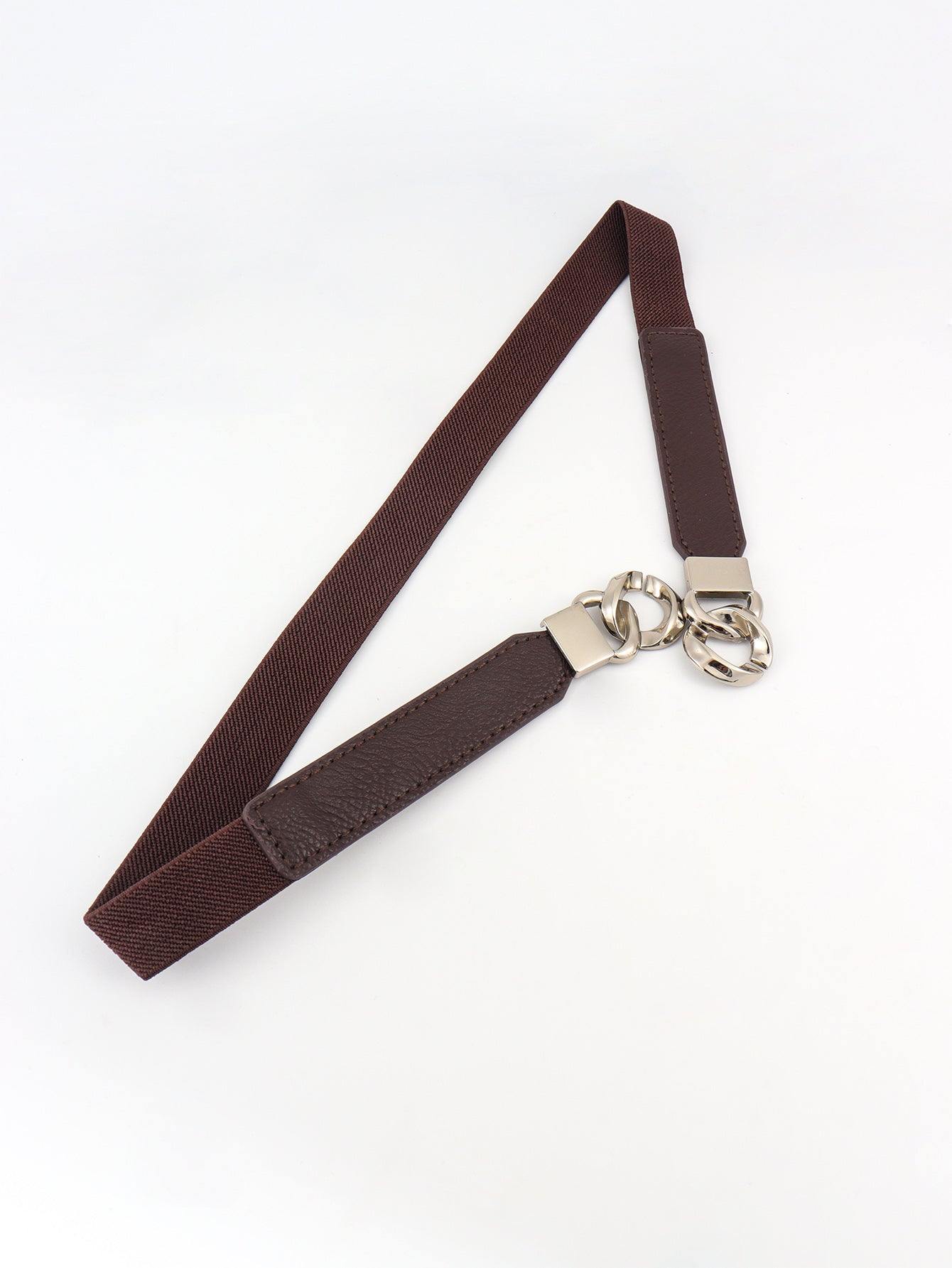 Zinc Alloy Buckle Elastic PU Belt - Flyclothing LLC