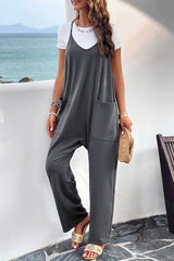 Pocketed Spaghetti Strap Overalls - Flyclothing LLC