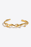 Inlaid Synthetic Pearl Open Bracelet - Flyclothing LLC