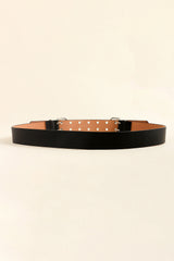 PU Leather Two Row Eyelet Belt - Trendsi