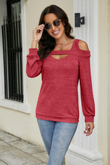 Cutout Cold-Shoulder Top - Flyclothing LLC