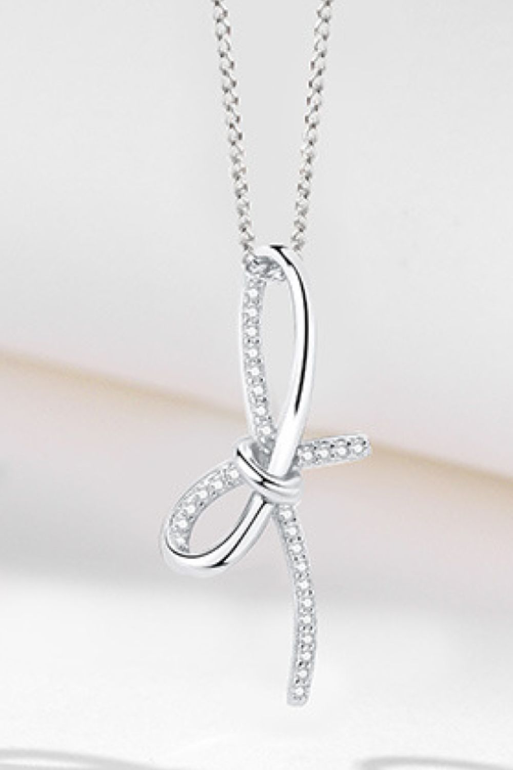 Zircon Bow Pendant Necklace - Flyclothing LLC