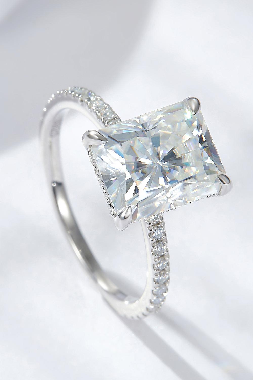 4 Carat Moissanite 4-Prong Side Stone Ring - Flyclothing LLC