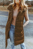 Longline Hooded Sleeveless Puffer Vest - Flyclothing LLC