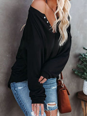 Buttoned Drop Shoulder Top - Trendsi