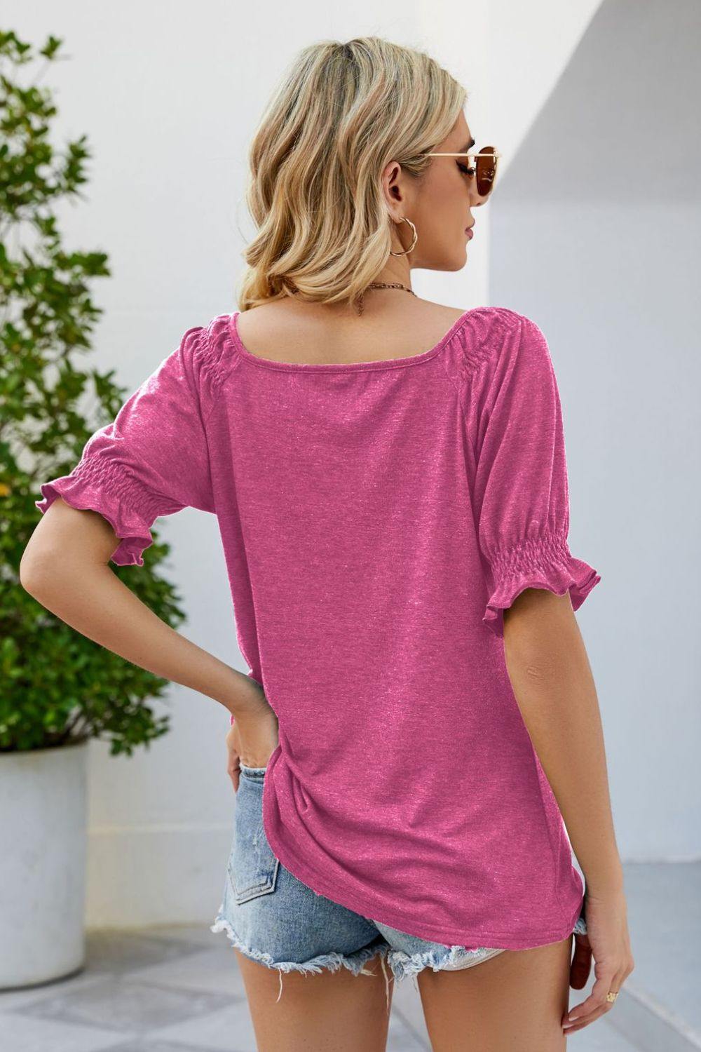 Short Flounce Sleeve Top - Flyclothing LLC