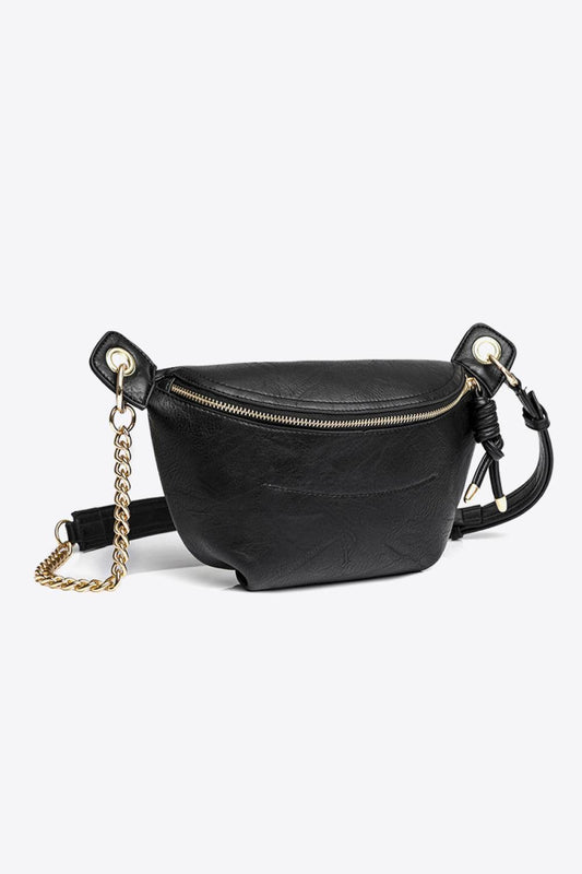 PU Leather Chain Strap Crossbody Bag - Trendsi