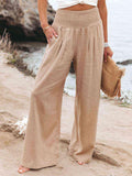 Full Size Smocked Waist Wide Leg Pants - Trendsi