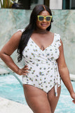 Marina West Swim Float On Ruffle Faux Wrap One-Piece in Daisy Cream - Flyclothing LLC