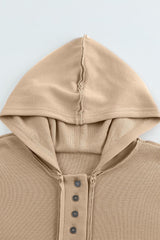 Quarter-Button Exposed Seam Dropped Shoulder Hoodie - Flyclothing LLC