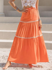 High Waist Maxi Tiered Skirt - Flyclothing LLC