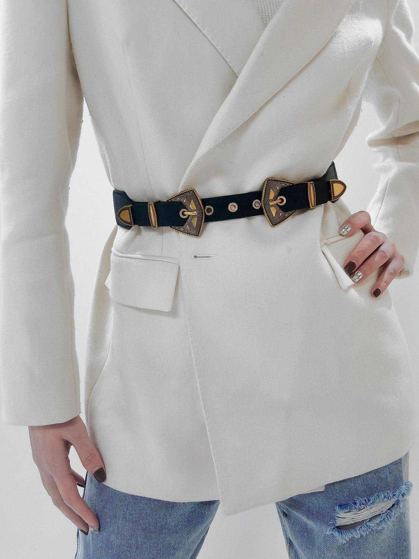 Double Buckle PU Leather Belt - Flyclothing LLC