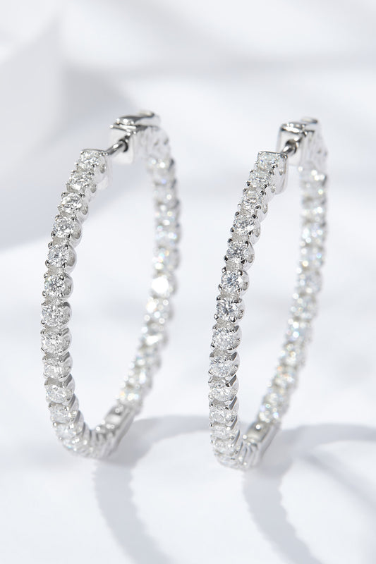 Platinum-Plated Moissanite Huggie Earrings - Flyclothing LLC