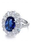 Lab-Grown Sapphire Flower Shape Ring - Flyclothing LLC