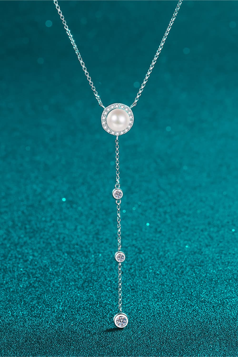 Moissanite Rhodium-Plated Necklace - Trendsi