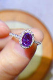 925 Sterling Silver 1 Carat Purple Moissanite Ring - Flyclothing LLC