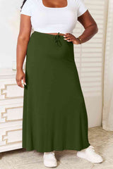 Double Take Full Size Soft Rayon Drawstring Waist Maxi Skirt Rayon - Flyclothing LLC