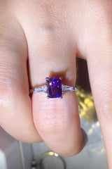 1 Carat Moissanite Platinum-Plated Rectangle Ring in Purple - Trendsi