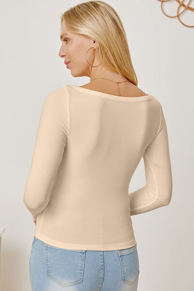 Square Neck Long Sleeve T-Shirt - Flyclothing LLC