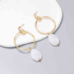 Alloy & Rhinestone Hoop Drop Earrings - Trendsi