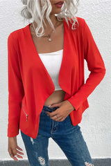 Open Front Zipper Pocket Cardigan - Flyclothing LLC