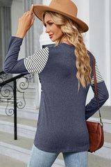 Leopard Striped Round Neck T-Shirt - Flyclothing LLC