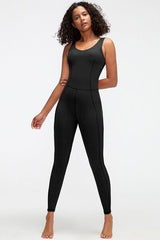 Crisscross Wide Strap Active Jumpsuit - Flyclothing LLC