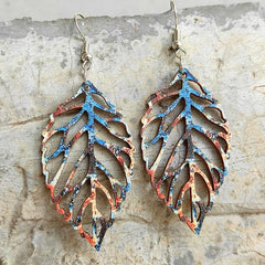 Leaf Shape Wooden Dangle Earrings - Flyclothing LLC