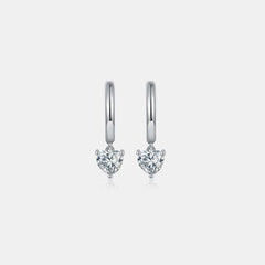 1 Carat Moissanite 925 Sterling Silver Heart Earrings - Flyclothing LLC