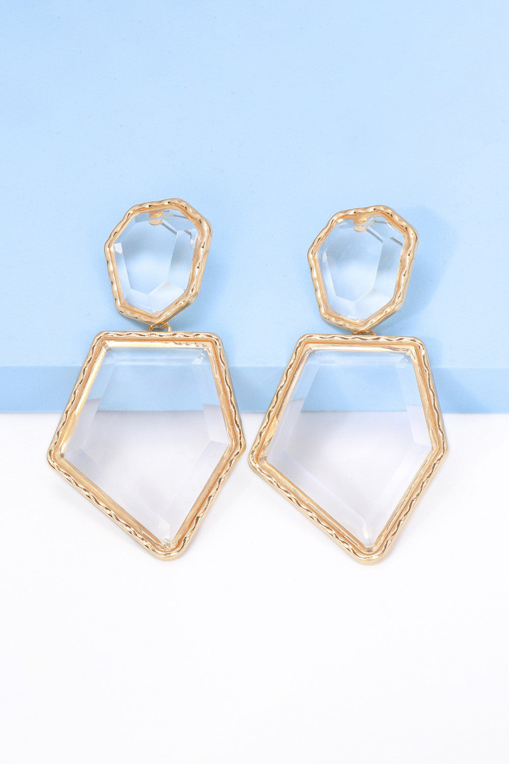 Geometrical Shape Zinc Alloy Frame Resin Dangle Earrings - Flyclothing LLC