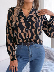 Printed Button Up Long Sleeve Shirt - Flyclothing LLC