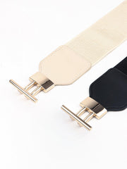 PU Elastic Wide Belt with Alloy Buckle - Flyclothing LLC