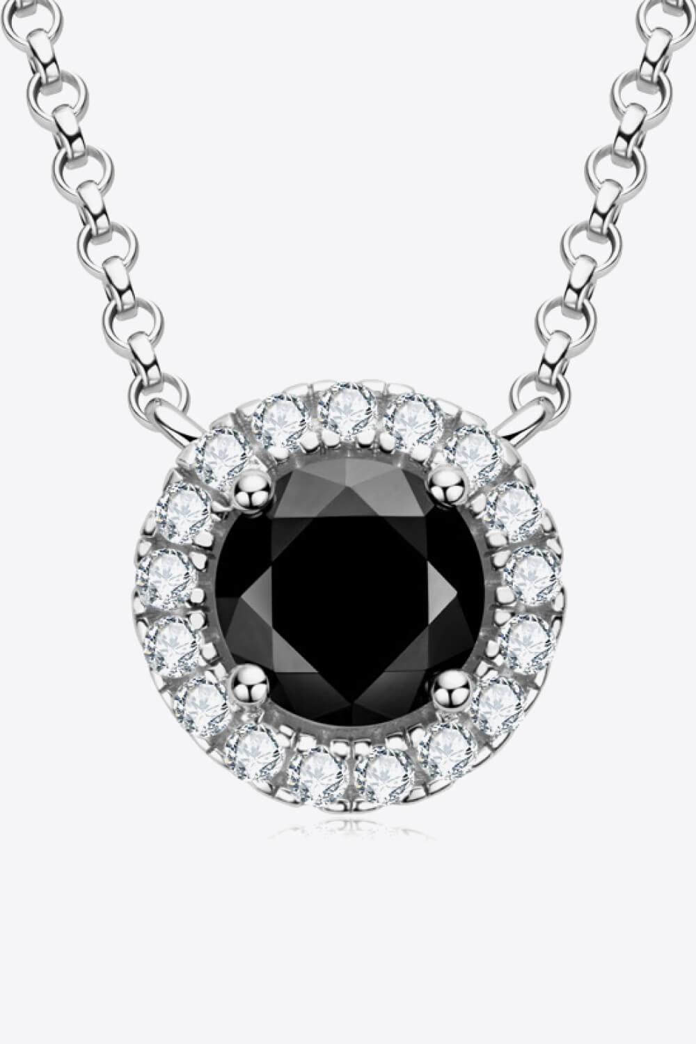 Two-Tone 1 Carat Moissanite Round Pendant Necklace - Flyclothing LLC