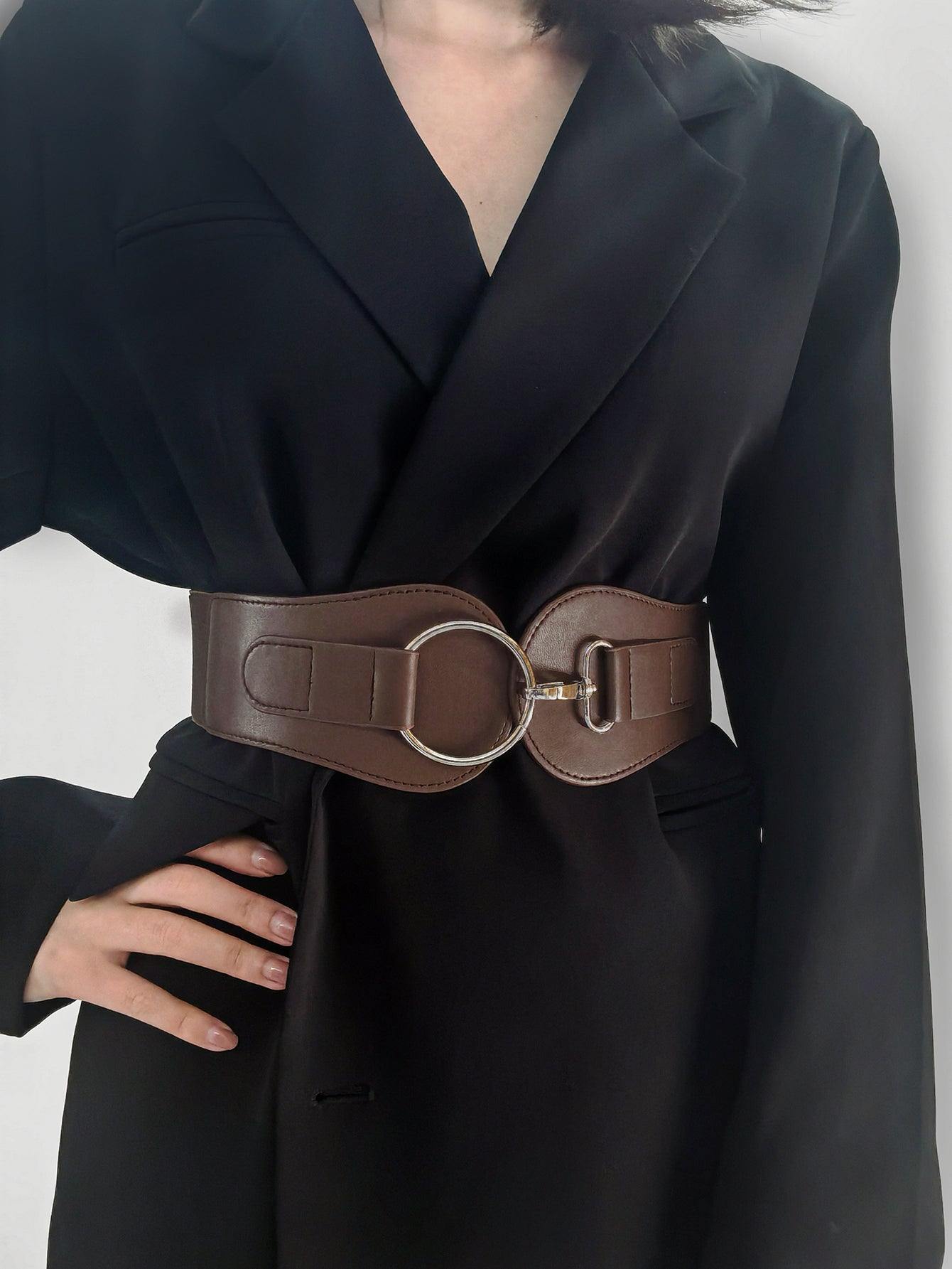 PU Elastic Wide Belt - Flyclothing LLC