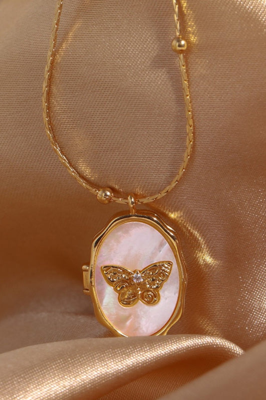 Butterfly Shell Pendant Copper Necklace - Flyclothing LLC