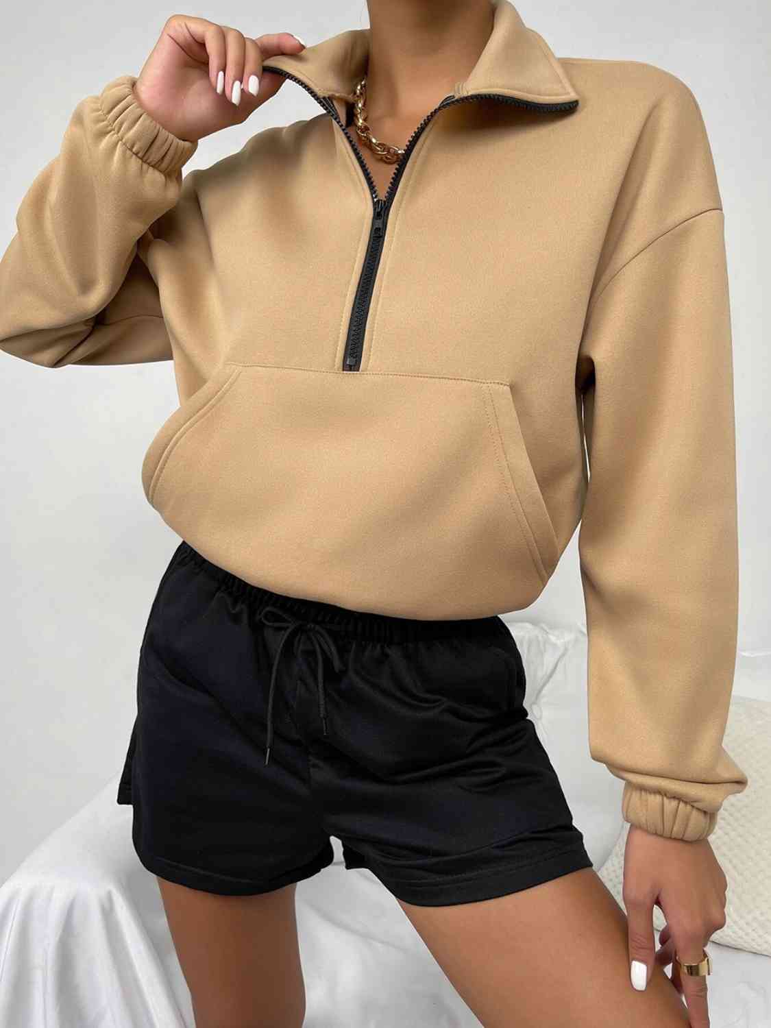 Half-Zip Dropped Shoulder Sweatshirt