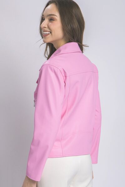 LOVE TREE Collared Neck Zip Up Jacket - Flyclothing LLC