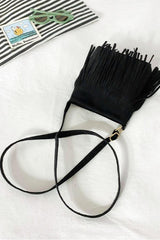 PU Leather Crossbody Bag with Fringe - Flyclothing LLC