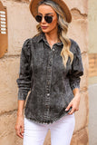 Button Up Collared Neck Denim Top - Flyclothing LLC