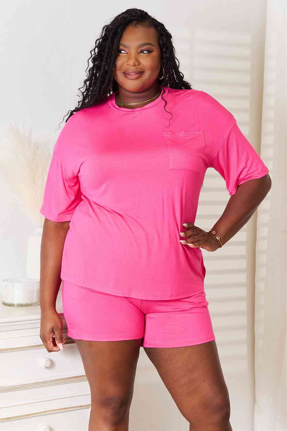 Basic Bae Full Size Soft Rayon Half Sleeve Top and Shorts Set - Flyclothing LLC