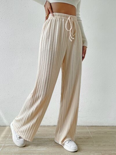 Drawstring Wide Leg Pants - Flyclothing LLC