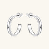 925 Sterling Silver Inlaid Moissanite C-Hoop Earrings - Flyclothing LLC