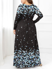 Plus Size Round Neck Maxi Dress with Pockets - Flyclothing LLC