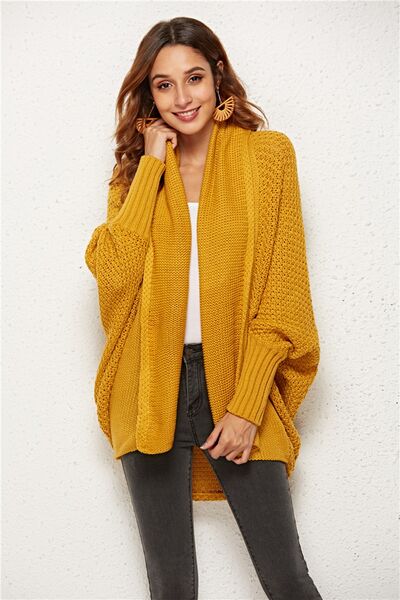 Open Front Batwing Sleeve Cardigan - Flyclothing LLC