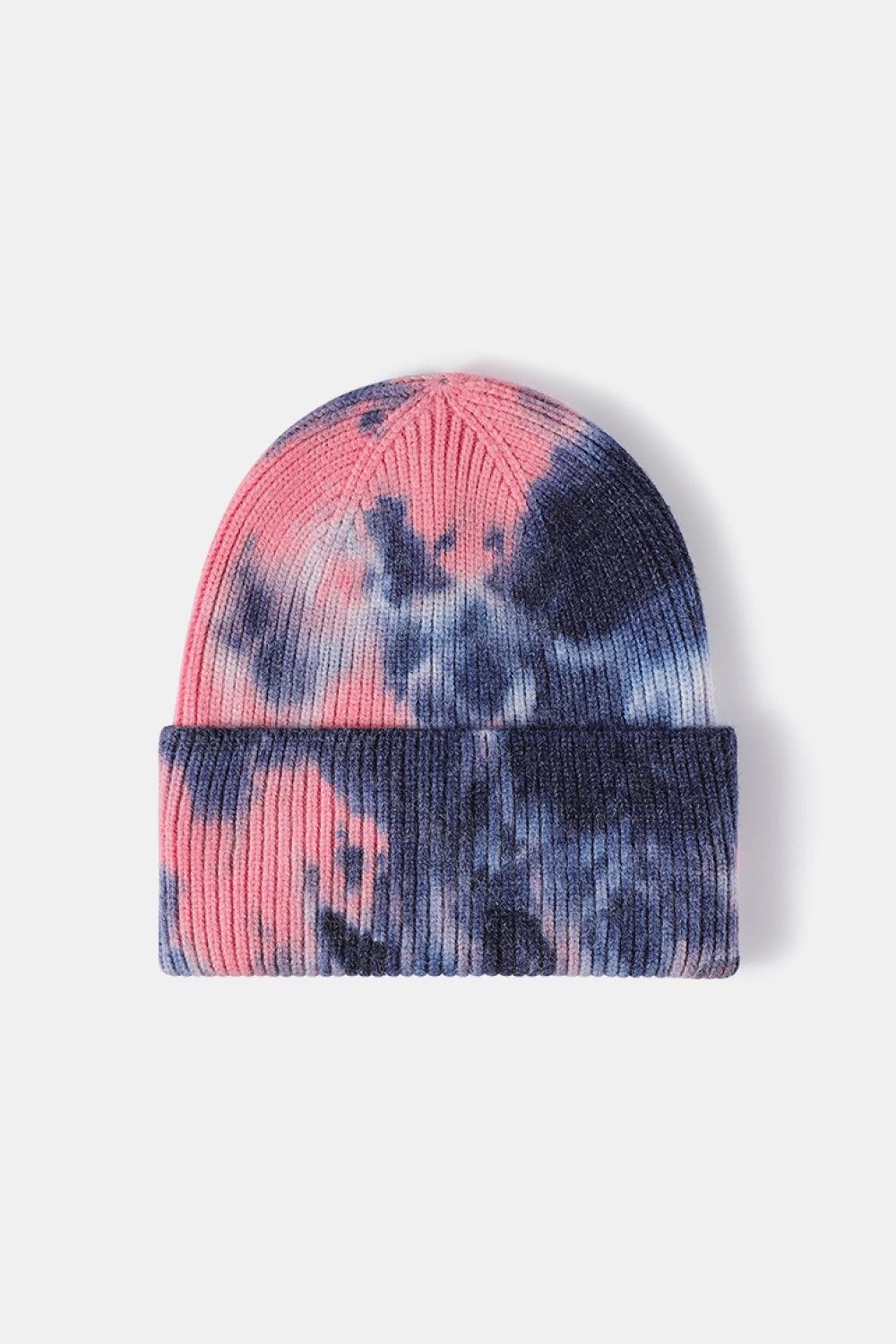 Tie-Dye Cuffed Rib-Knit Beanie Hat - Flyclothing LLC