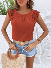 Spliced Lace Cap Sleeve Top - Flyclothing LLC