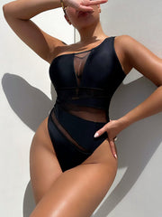 One-Shoulder Sleeveless One-Piece Swimsuit - Flyclothing LLC